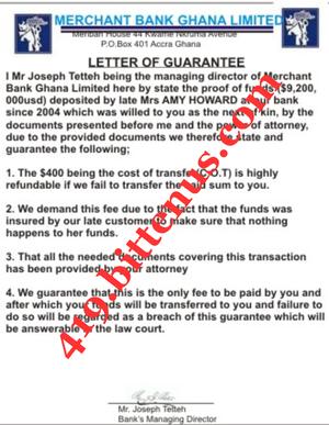 Merchant BankLletter Of Agreement